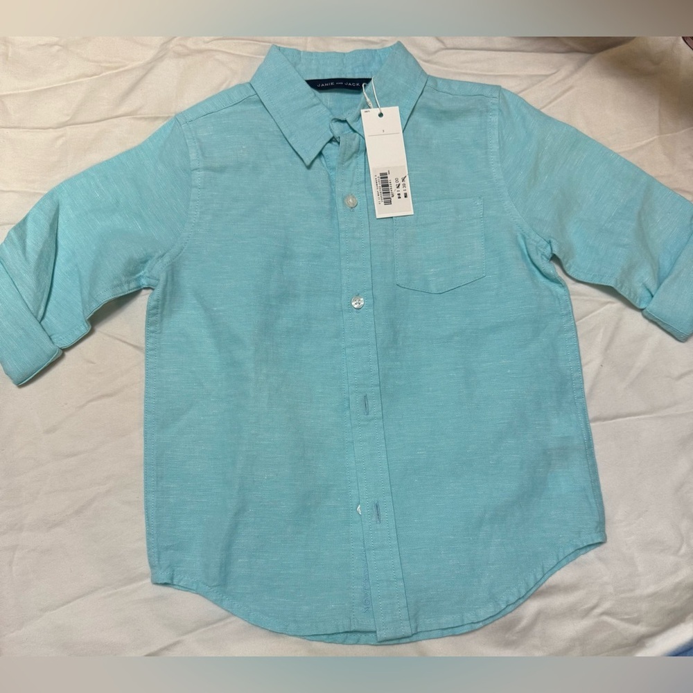 Janie and Jack Aqua Button Down Shirt